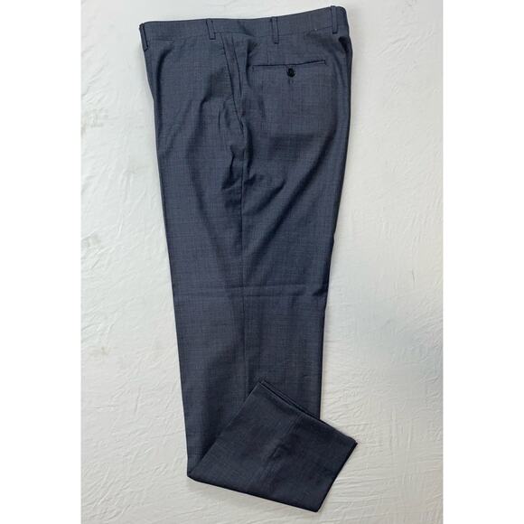 Canali Italy Flat Front 100% Wool Dress Pants, Slacks. Heather Gray/Blue, 38X31. - Picture 1 of 9